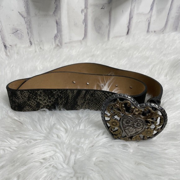 Streets Ahead Accessories - Vintage Streets Ahead Belt Leather Flowers Heart Western Boho Size Small